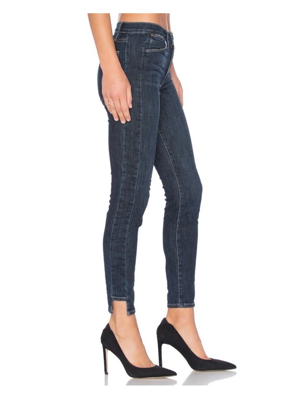 FRAME Le High Skinny Jeans Size 26 Dark Wash Split Hem High Rise Stretch Denim - Picture 2 of 9